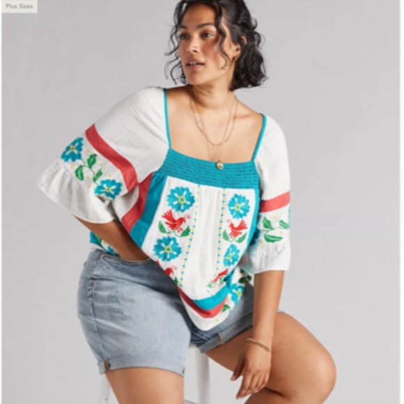 Anthropologie Seen Worn Kept Embroidered Tunic Blouse Size 4 - Picture 6 of 10